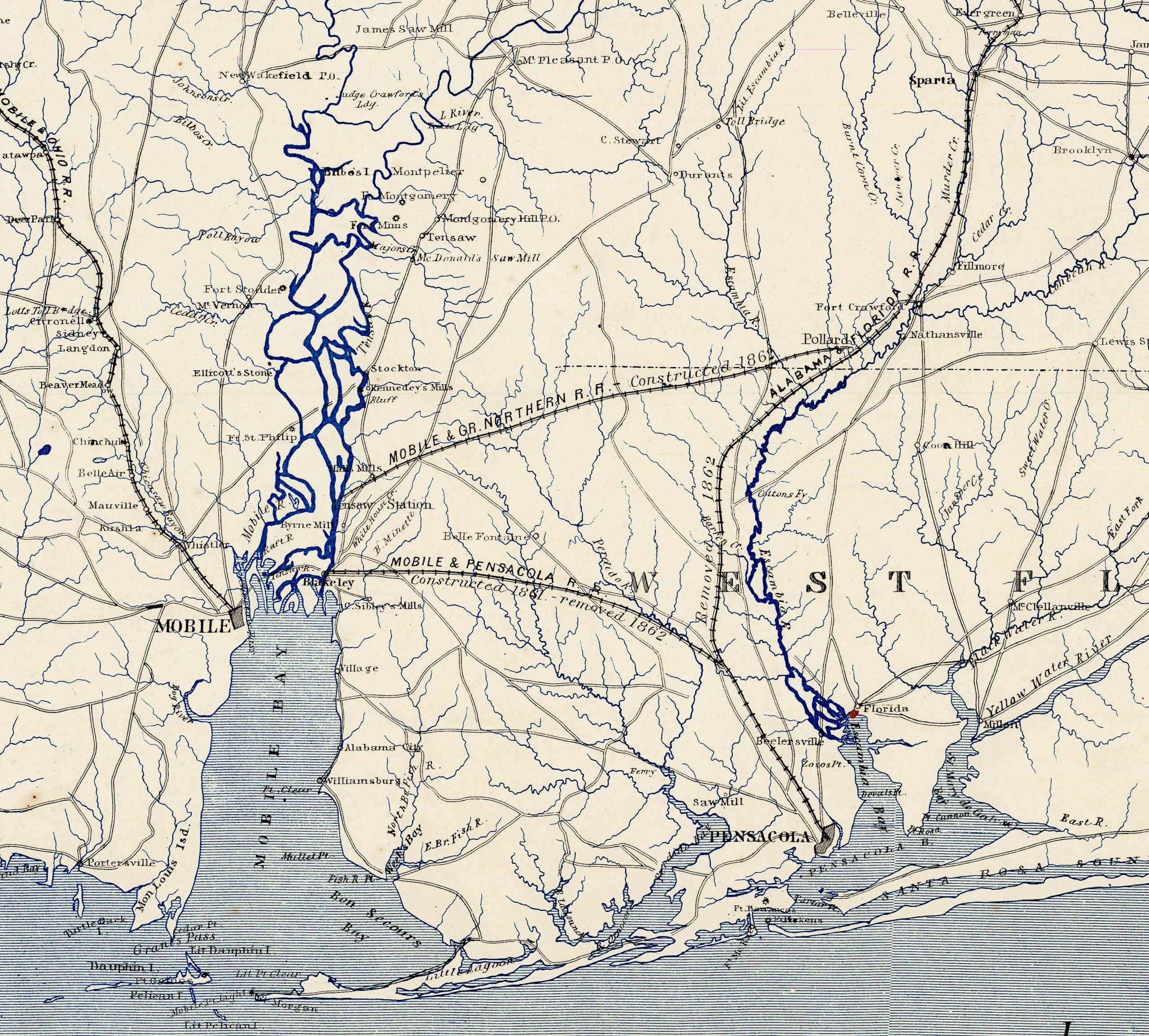 Exceptional Alabama and Mississippi map prepared for the Union Army - Image 4