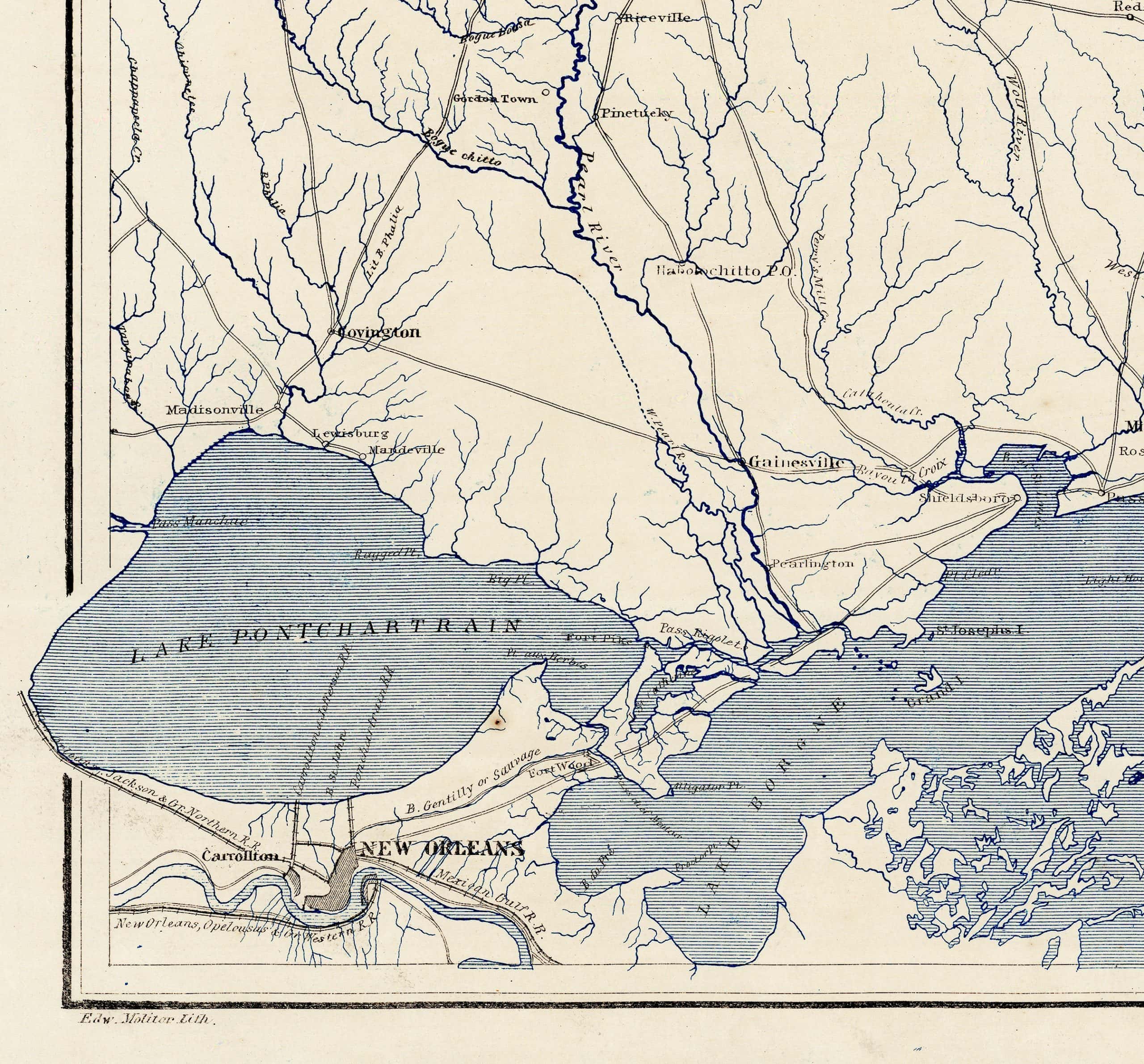 Exceptional Alabama and Mississippi map prepared for the Union Army - Image 3