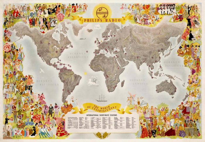 Spectacular Philips Radio map of the World of Entertainment